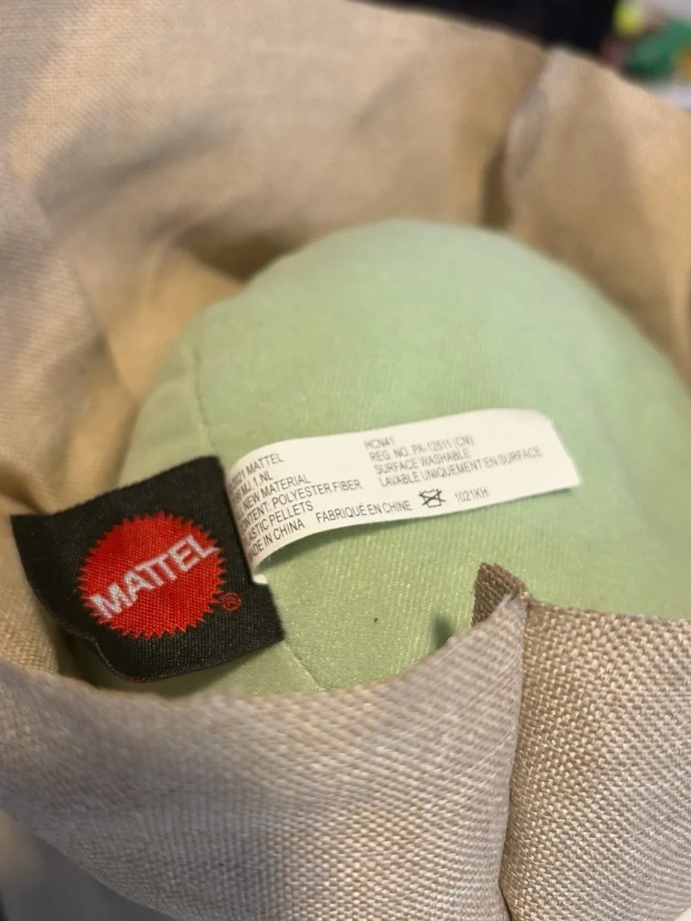 Mattel Green Grogu Plush Doll with Tan Coat